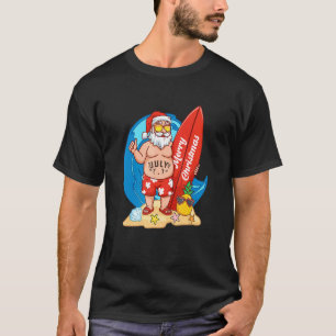 Vrolijk Kerstmis Santa Surfer Zomer in Kerstmis T-shirt