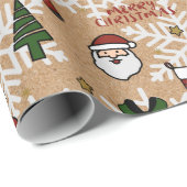 Vrolijk Kerstmis Santa Theme Kraft Brown Vakantie Cadeaupapier (Rol Hoek)