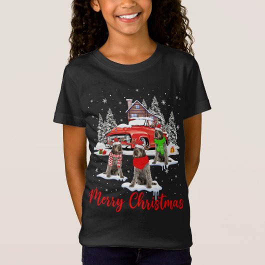 Vrolijk Kerstmis Santa Wirehaired Pointing Griffon T-shirt (Voorkant)
