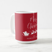 Vrolijk Kerstmis Santas Rendier Sleigh Rood Koffiemok (Voorkant links)