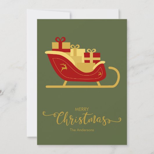 Vrolijk Kerstmis Santa's Sleigh Christmas Kaart (Voorkant)