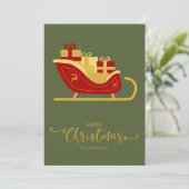 Vrolijk Kerstmis Santa's Sleigh Christmas Kaart (Staand voorkant)