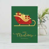 Vrolijk Kerstmis Santa's Sleigh Christmas Kaart (Staand voorkant)