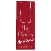 Vrolijk Kerstmis Santas Sleigh Rood Wijn Cadeautas (Voorkant)