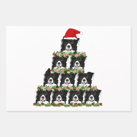 Vrolijk Kerstmis Schaap Herding Hond Inpakpapier Vel (Voorkant 2)