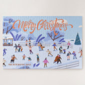Vrolijk Kerstmis Schaatsen Winter Magic Familie Legpuzzel (Horizontaal)