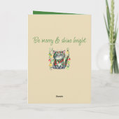 Vrolijk Kerstmis schattig lachend kat bubbels groe Feestdagen Kaart (Achterkant)