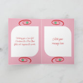 Vrolijk Kerstmis schattig lachend kat bubbels roze Feestdagen Kaart (Binnen)