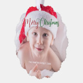 Vrolijk Kerstmis Schattige Aangepaste Baby Foto 2  Ornament Kaart (Links)