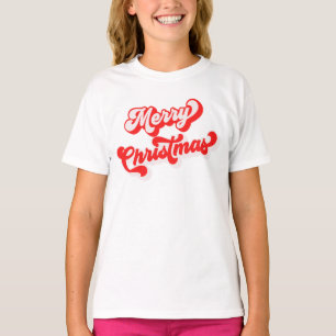 Vrolijk Kerstmis Schattige Eenvoudige Retro Kallig T-shirt