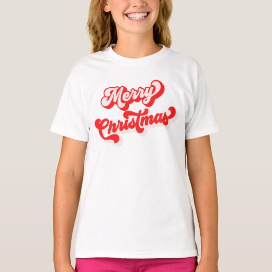 Vrolijk Kerstmis Schattige Eenvoudige Retro Kallig T-shirt (Voorkant)