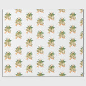 Vrolijk Kerstmis Schattige Groen Geel Sinaasappel  Cadeaupapier (Vlak)