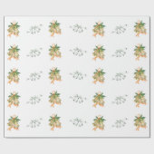 Vrolijk Kerstmis Schattige Groen Geel Sinaasappel  Cadeaupapier (Vlak)