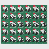 Vrolijk Kerstmis Schattige Panda Beer Custom Cadeaupapier (Vlak)