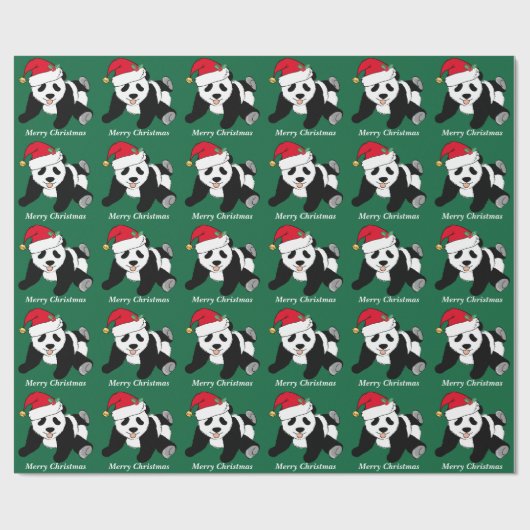 Vrolijk Kerstmis Schattige Panda Beer Custom Cadeaupapier (Vlak)