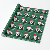 Vrolijk Kerstmis Schattige Panda Beer Custom Cadeaupapier (Uitgerold)