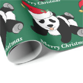 Vrolijk Kerstmis Schattige Panda Beer Custom Cadeaupapier (Rol Hoek)