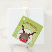 VROLIJK KERSTMIS schattige rode neus rendieren rud Bedankjes Labels (In situ)
