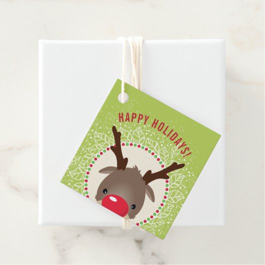 VROLIJK KERSTMIS schattige rode neus rendieren rud Bedankjes Labels (In situ)