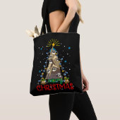 Vrolijk Kerstmis Schattige Sneeuwman Gedrukt Canva Tote Bag (Dichtbij)