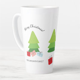 Vrolijk Kerstmis Schattigee Kleurrijke Illustratie Latte Mok