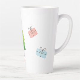 Vrolijk Kerstmis Schattigee Kleurrijke Illustratie Latte Mok