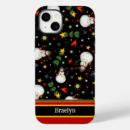 Vrolijk Kerstmis Schattigee Sneeuwman Inspirivity  Case-Mate iPhone Case (Achterkant)