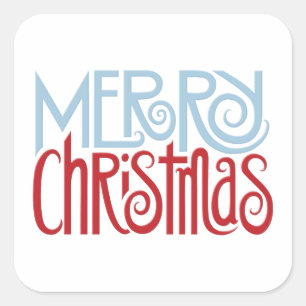 Vrolijk Kerstmis schemerblauw Vierkante Sticker