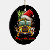 Vrolijk Kerstmis School Bus Driver X-mas Snowman R Keramisch Ornament (Rechts)