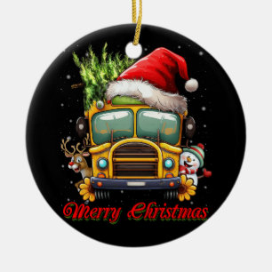Vrolijk Kerstmis School Bus Driver X-mas Snowman R Keramisch Ornament