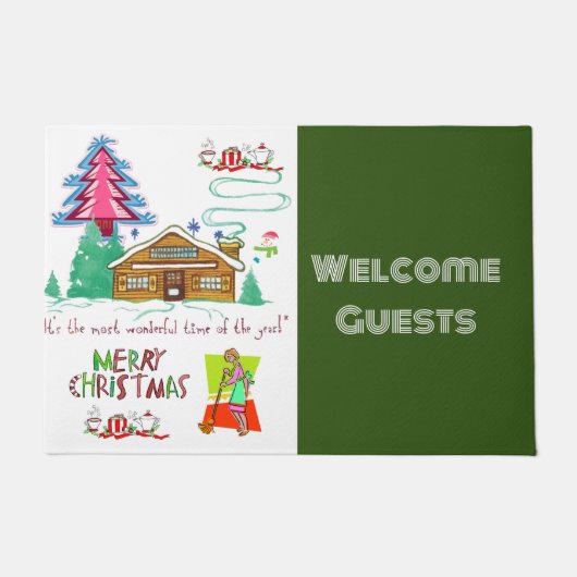 Vrolijk Kerstmis Schoonmaak Lady Matt Deurmat (Voorkant)