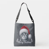 Vrolijk Kerstmis Schotse Vouw Kat, Kerstman Kat Crossbody Tas (Achterkant)