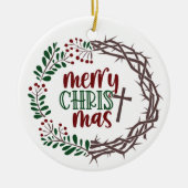 VROLIJK KERSTMIS Schrift krans Keramisch Ornament (Voorkant)