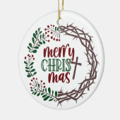 VROLIJK KERSTMIS Schrift krans Keramisch Ornament (Links)