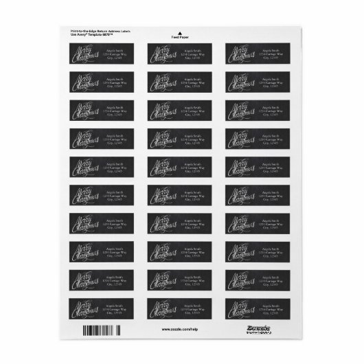 VROLIJK KERSTMIS Script Chalkboard Adresetiketten Etiket (Full Sheet)