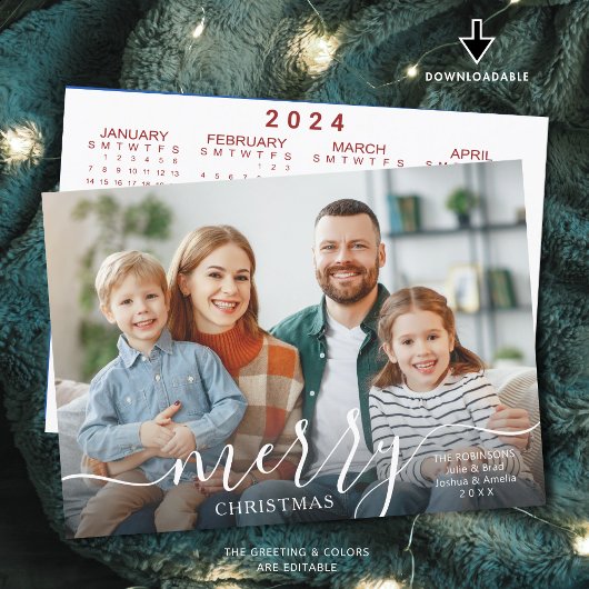 VROLIJK KERSTMIS Script Foto Overlay 2024 Kalender Feestdagenkaart
