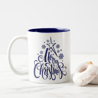 Vrolijk Kerstmis Script Modern Tweekleurige Koffiemok