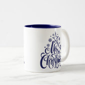 Vrolijk Kerstmis Script Modern Tweekleurige Koffiemok (Voorkant rechts)