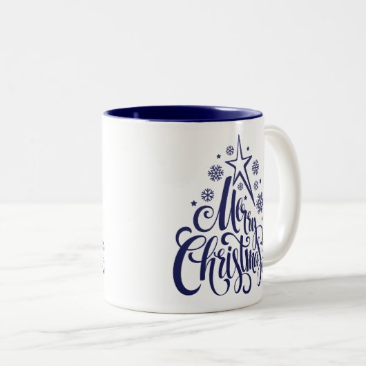 Vrolijk Kerstmis Script Modern Tweekleurige Koffiemok (Voorkant rechts)