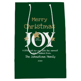 Vrolijk Kerstmis Script Naam Rustiek Groen Chic Medium Cadeauzakje