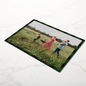 Vrolijk Kerstmis Script Navy Plaid Foto Vakantie Folie Uitnodiging (Gedraaid)