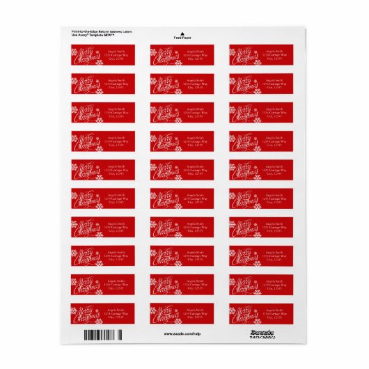 VROLIJK KERSTMIS Script Rode Adresetiketten Etiket (Full Sheet)