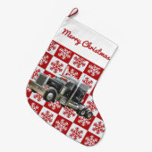 Vrolijk Kerstmis Semi Transport Vrachtwagen Sneeuw Grote Kerstsok (Voorkant (Hangend))