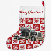 Vrolijk Kerstmis Semi Transport Vrachtwagen Sneeuw Grote Kerstsok (Achterkant)