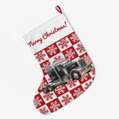 Vrolijk Kerstmis Semi Transport Vrachtwagen Sneeuw Grote Kerstsok (Achterkant (Hangend))