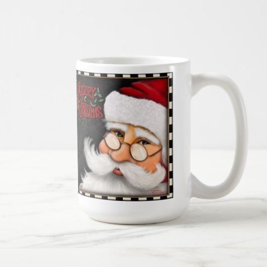Vrolijk Kerstmis Serious Santa Gezicht Inspirivity Koffiemok (Rechts)