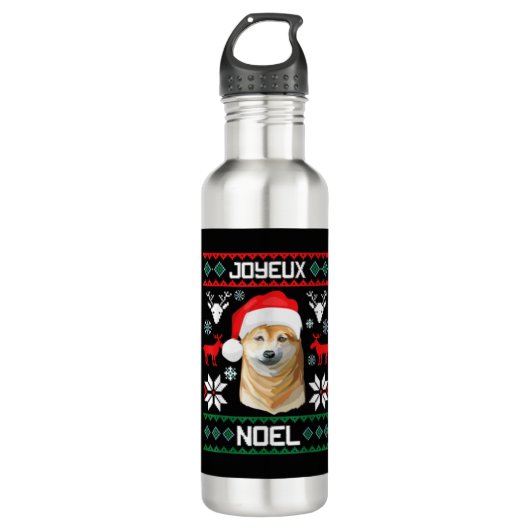 Vrolijk Kerstmis Shiba Inu Zachte Kerstmis Hond T  Waterfles (Voorkant)