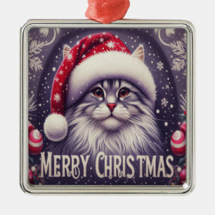 Vrolijk Kerstmis Siberische Kat, Kerstmis Santa Ki Metalen Ornament