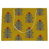 Vrolijk Kerstmis Side Detail Gift Bag Groot Cadeauzakje (Voorkant)