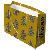 Vrolijk Kerstmis Side Detail Gift Bag Groot Cadeauzakje (Achterkant Gekanteld)